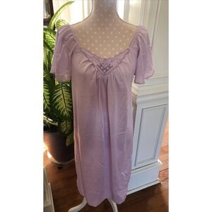 Vintage 70s 80s Nightgown Purple Lace Babydoll Lingerie Chemise Cottage Large